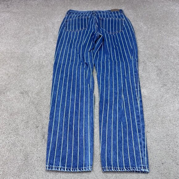 American Eagle Outfitters Mom Jeans Blue White Striped Pockets Size 2 - Picture 13 of 13